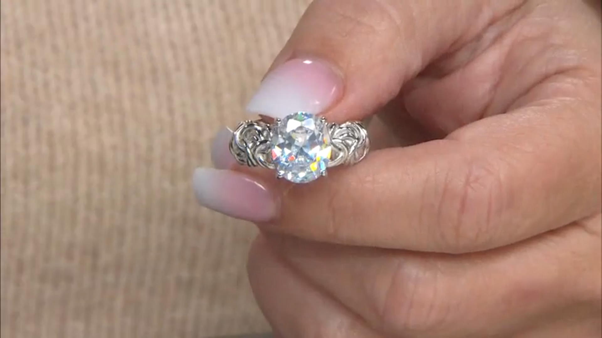 White Cubic Zirconia Rhodium Over Sterling Silver Byzantine Ring 5.27ctw Video Thumbnail