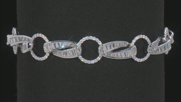 White Cubic Zirconia Rhodium Over Sterling Silver Tennis Bracelet 8.48ctw Video Thumbnail