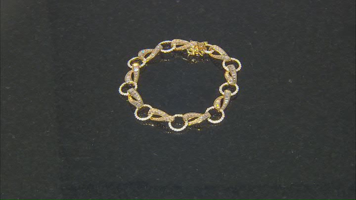 White Cubic Zirconia 18k Yellow Gold Over Sterling Silver Tennis Bracelet 8.48ctw Video Thumbnail