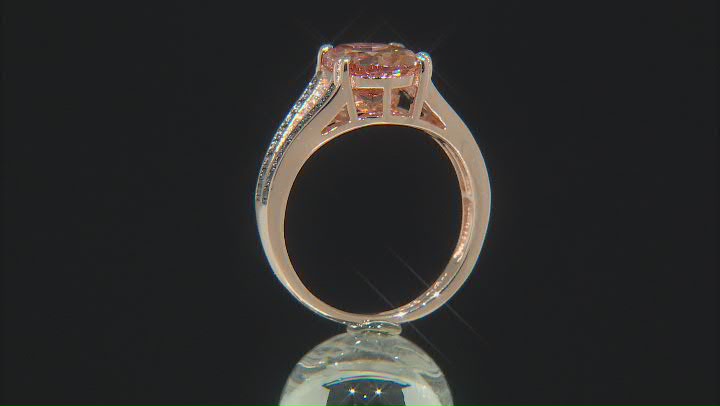 Champagne, Mocha, And White Cubic Zirconia Black Rhodium And 18k Rose Gold Over Sterling Silver Ring Video Thumbnail