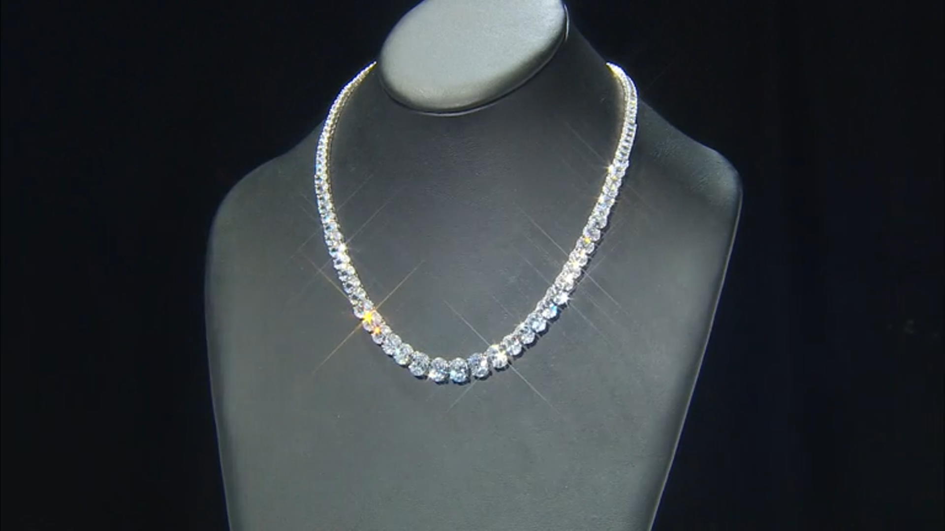 White Cubic Zirconia Platinum Over Sterling Silver Tennis Necklace 69.65ctw Video Thumbnail