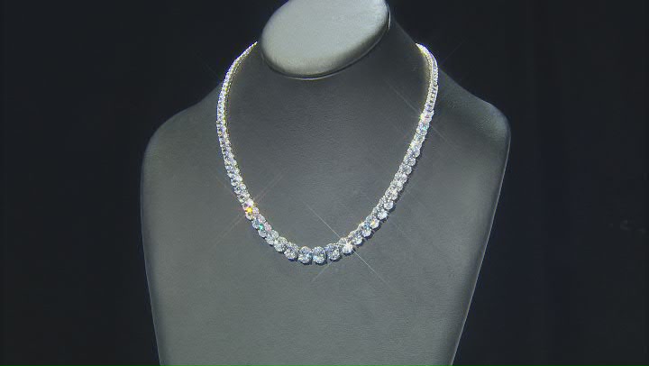 White Cubic Zirconia Platinum Over Sterling Silver Tennis Necklace 69.65ctw Video Thumbnail