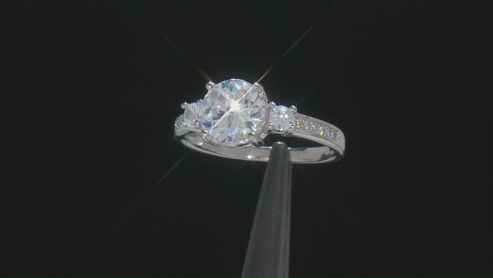 White Cubic Zirconia Rhodium Over Sterling Silver Ring Set 3.74ctw Video Thumbnail