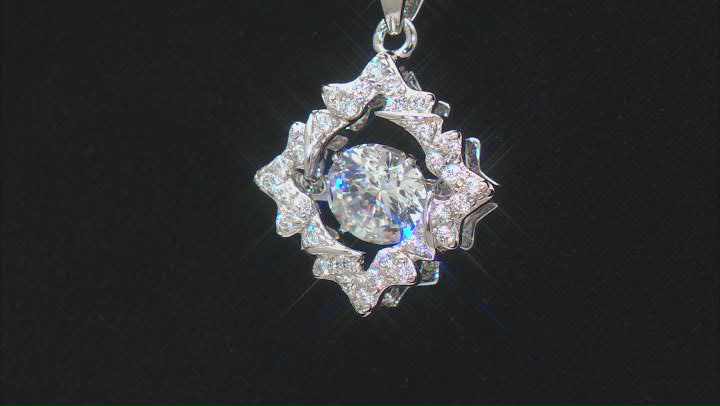 White Cubic Zirconia Rhodium Over Sterling Silver Dancing Pendant 1.58ctw Video Thumbnail