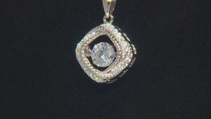 White Cubic Zirconia Rhodium Over Sterling Silver Dancing Pendant 1.57ctw Video Thumbnail