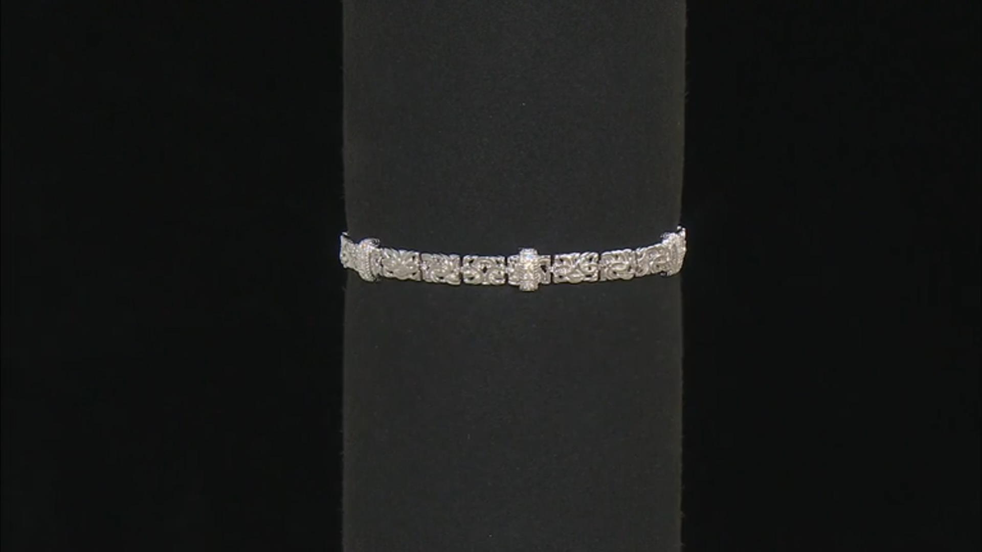 White Cubic Zirconia Rhodium Over Sterling Silver Byzantine Bracelet 0.46ctw Video Thumbnail