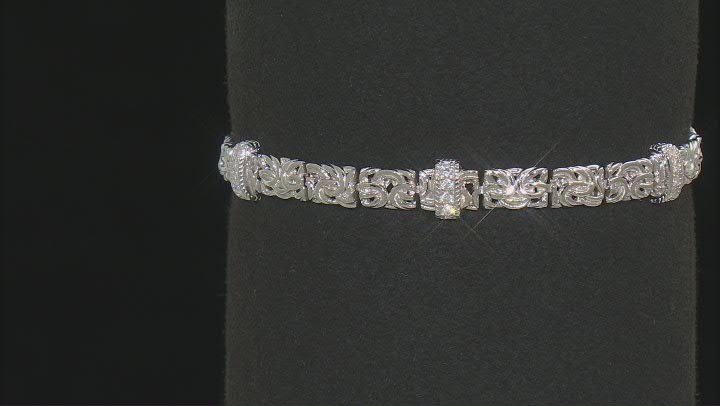 White Cubic Zirconia Rhodium Over Sterling Silver Byzantine Bracelet 0.46ctw Video Thumbnail