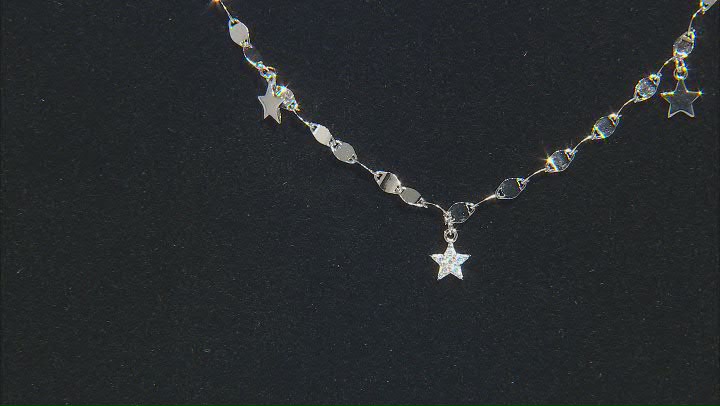White Cubic Zirconia Rhodium Over Sterling Silver Star Necklace 0.22ctw Video Thumbnail
