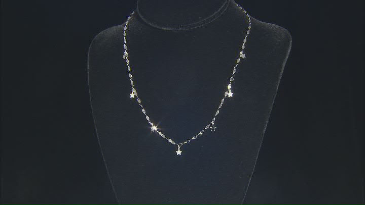 White Cubic Zirconia Rhodium Over Sterling Silver Star Necklace 0.22ctw Video Thumbnail