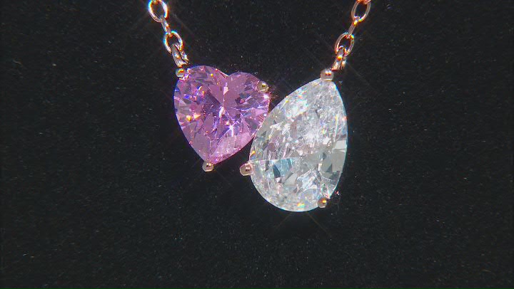 Pink And White Cubic Zirconia 18k Rose Gold Over Sterling Silver Necklace 4.61ctw Video Thumbnail