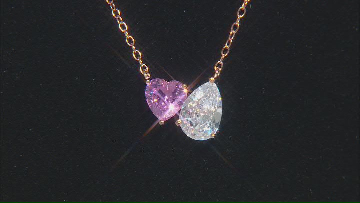 Pink And White Cubic Zirconia 18k Rose Gold Over Sterling Silver Necklace 4.61ctw Video Thumbnail