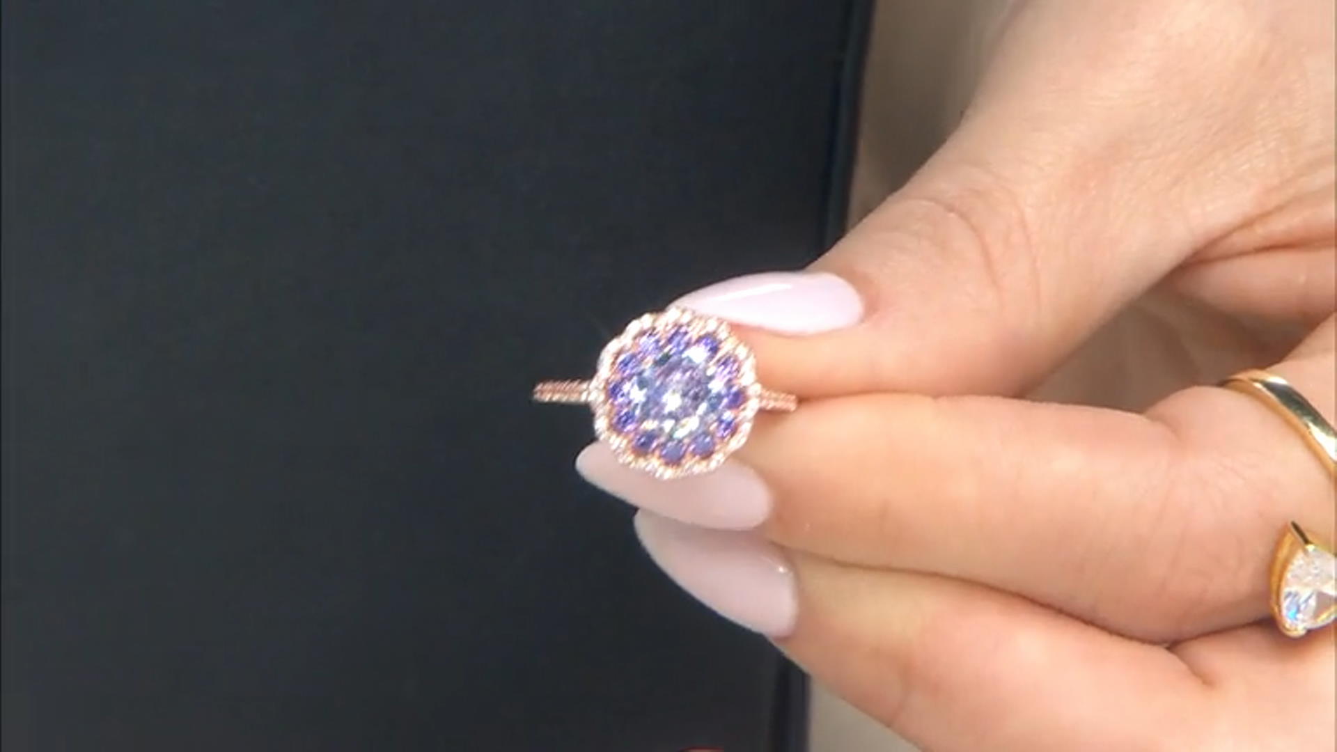 Lavender, Purple And White Cubic Zirconia 18k Rose Gold Over Sterling Silver Ring 3.10ctw Video Thumbnail