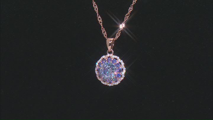 Lavender, Purple, & White Cubic Zirconia 18k Rose Gold Over Sterling Silver Pendant 2.91ctw Video Thumbnail