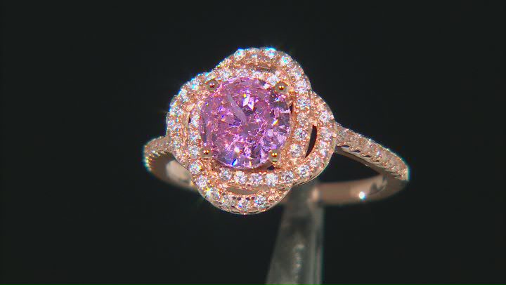 Pink And White Cubic Zirconia 18k Rose Gold Over Sterling Silver Ring 2.41ctw Video Thumbnail