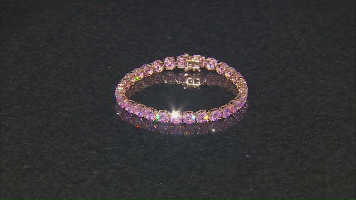 Pink Cubic Zirconia 18k Rose Gold Over Sterling Silver Tennis Bracelet 37.47ctw Video Thumbnail