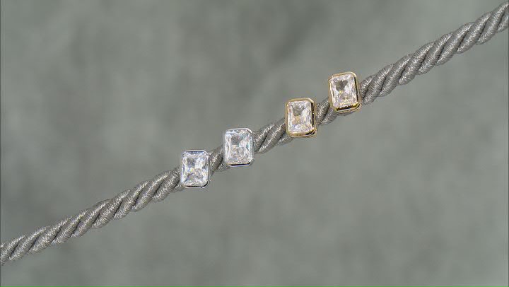 White Cubic Zirconia Rhodium And 18k Yellow Gold Over Sterling Silver Stud Set 8.84ctw Video Thumbnail