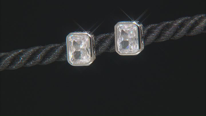 White Cubic Zirconia Rhodium And 18k Yellow Gold Over Sterling Silver Stud Set 8.84ctw Video Thumbnail