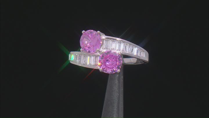 Pink And White Cubic Zirconia Platinum Over Sterling Silver Jewelry Set 6.17ctw Video Thumbnail