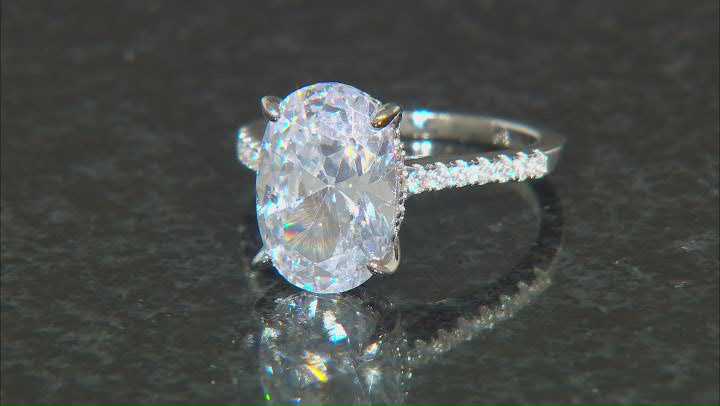 White Cubic Zirconia Platinum Over Sterling Silver Ring 7.10ctw Video Thumbnail