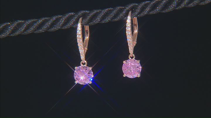 Pink And White Cubic Zirconia 18k Rose Gold Over Sterling Silver Earrings 4.40ctw Video Thumbnail
