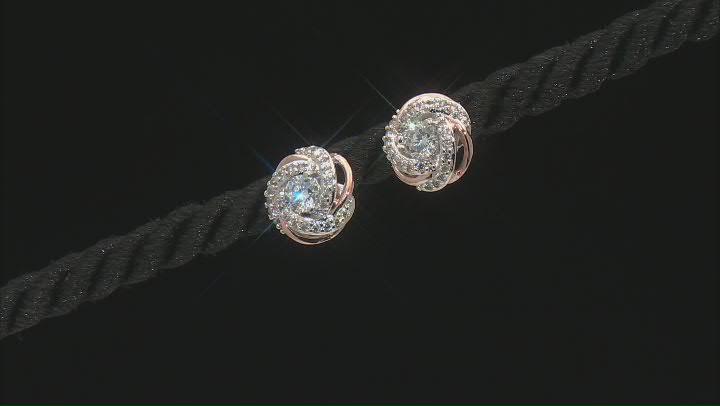White Cubic Zirconia Rhodium And 18k Rose Gold Over Bronze Stud Earrings 1.17ctw Video Thumbnail