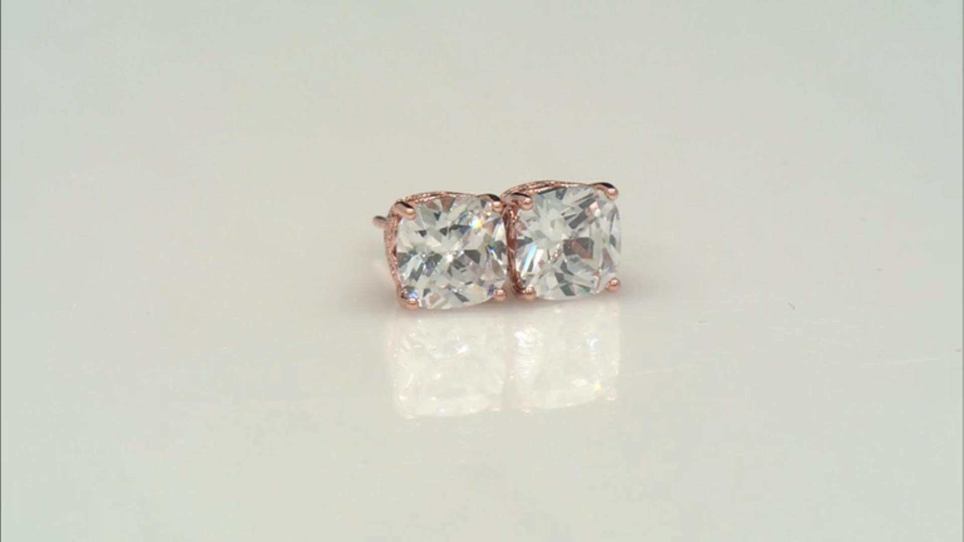 White Cubic Zirconia 14K Rose Gold Over Bronze Stud Earrings 7.84ctw Video Thumbnail