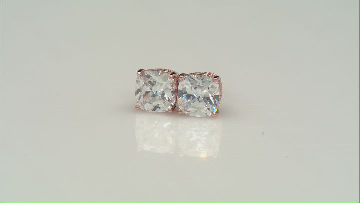 White Cubic Zirconia 14K Rose Gold Over Bronze Stud Earrings 7.84ctw Video Thumbnail