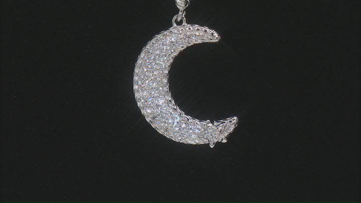 White Cubic Zirconia Rhodium Over Sterling Silver Celestial Pendant With Chain 0.50ctw Video Thumbnail