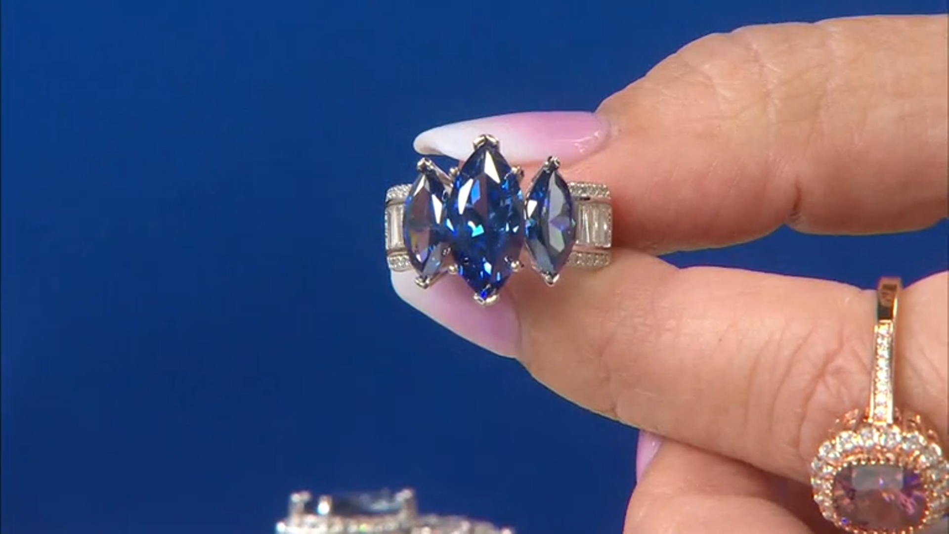 Blue And White Cubic Zirconia Rhodium Over Sterling Silver Ring 7.99ctw Video Thumbnail