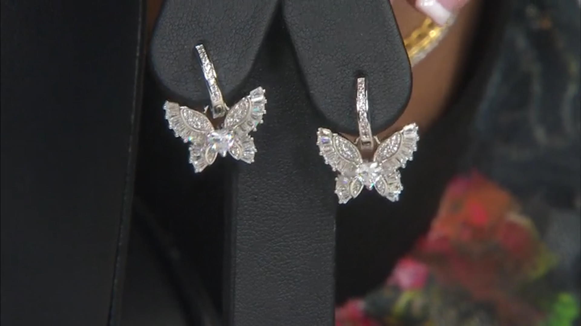 White Cubic Zirconia Rhodium Over Sterling Silver Butterfly Huggies 2.56ctw Video Thumbnail