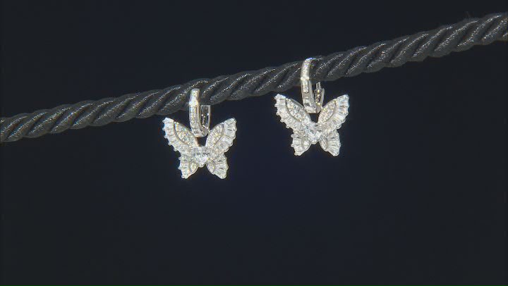 White Cubic Zirconia Rhodium Over Sterling Silver Butterfly Huggies 2.56ctw Video Thumbnail