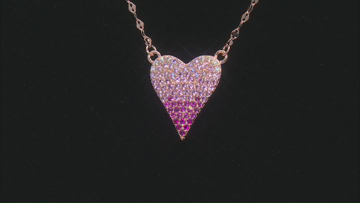 Multi-Gem Simulants 18k Rose Gold Over Silver Heart Necklace 0.80ctw Video Thumbnail