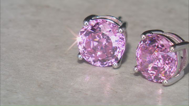 Pink Cubic Zirconia Platinum Over Sterling Silver Stud Earrings in Velvet Heart Box 4.00ctw Video Thumbnail