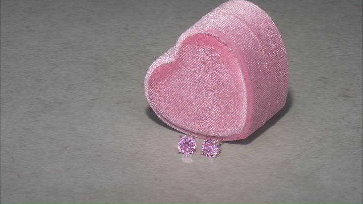 Pink Cubic Zirconia Platinum Over Sterling Silver Stud Earrings in Velvet Heart Box 4.00ctw Video Thumbnail