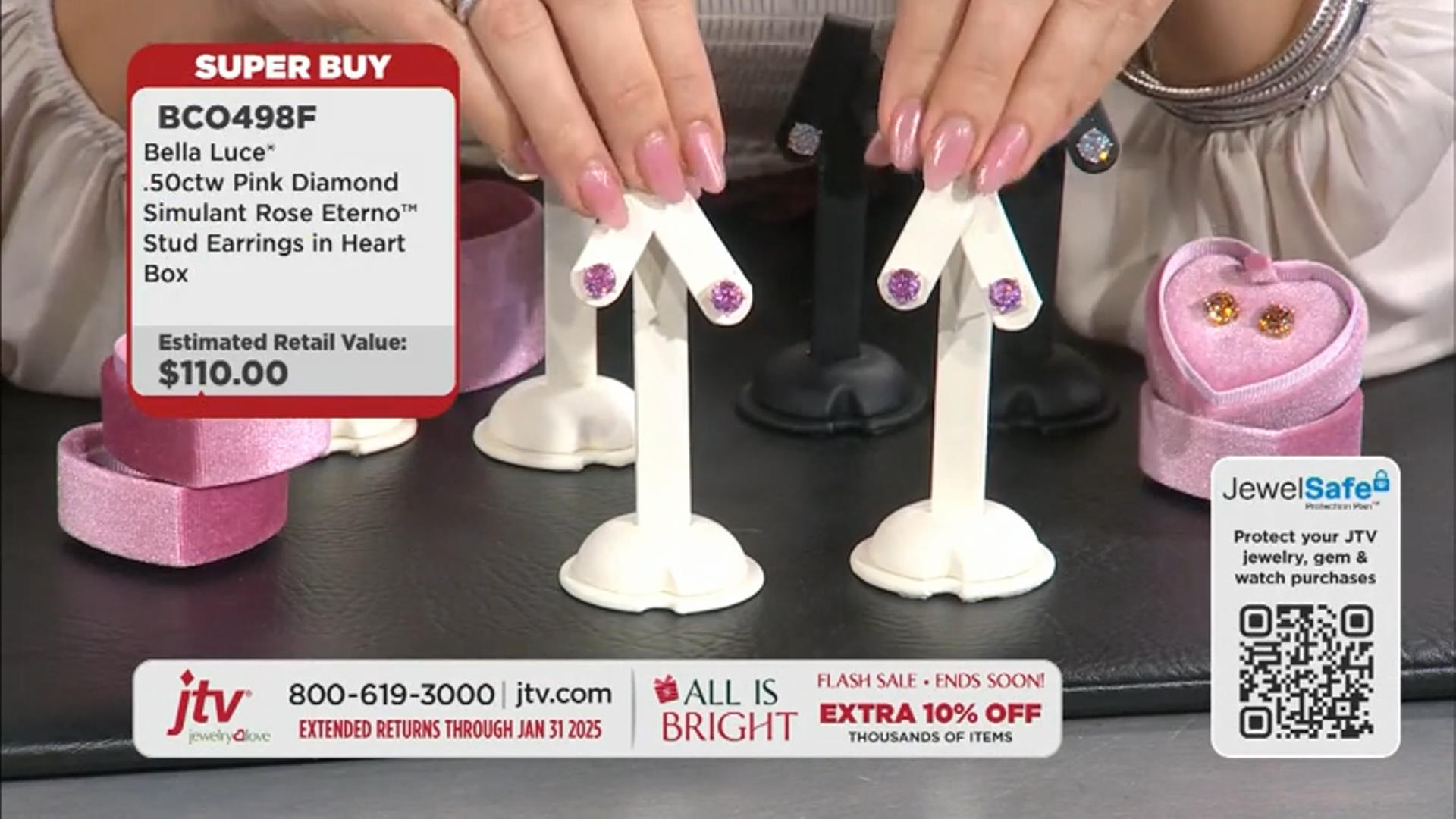 Pink Cubic Zirconia 18k Rose Gold Over Sterling Silver Stud Earrings in Velvet Heart Box 4.00ctw Video Thumbnail