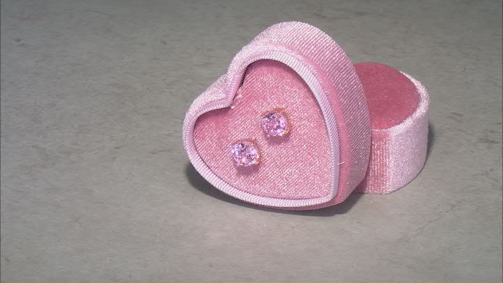 Pink Cubic Zirconia 18k Rose Gold Over Sterling Silver Stud Earrings in Velvet Heart Box 4.00ctw Video Thumbnail
