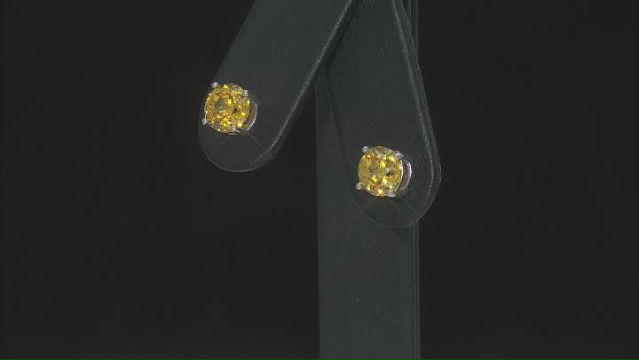 Yellow Cubic Zirconia Platinum Over Sterling Silver Stud Earrings in Velvet Heart Box 4.00ctw Video Thumbnail