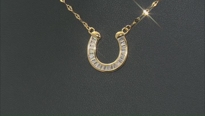 White Cubic Zirconia 18k Yellow Gold Over Sterling Silver Horseshoe Mirror Link Necklace 0.89ctw Video Thumbnail