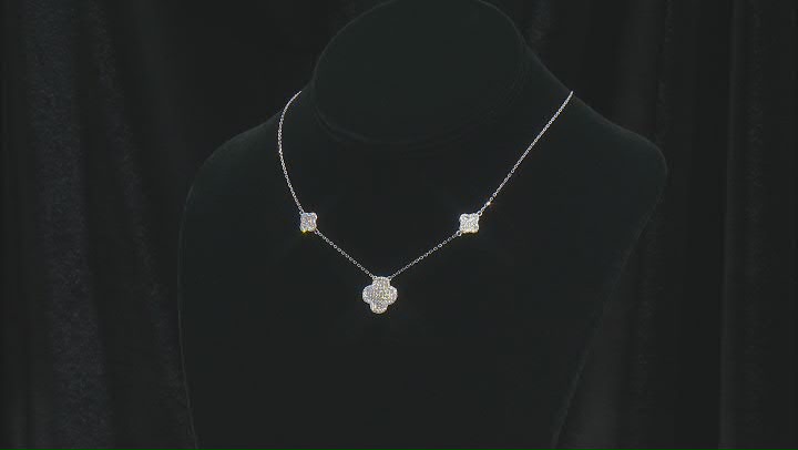 White Cubic Zirconia Platinum Over Sterling Silver Clover Necklace 1.11ctw Video Thumbnail