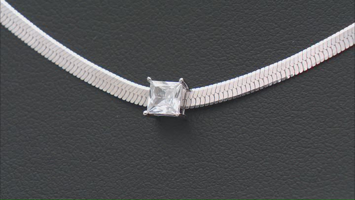 White Cubic Zirconia Rhodium Over Sterling Silver Herringbone Link Necklace 0.54ctw Video Thumbnail