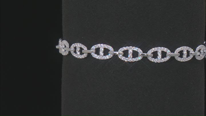 White Cubic Zirconia Rhodium Over Sterling Silver Mariner Link Bracelet 3.62ctw Video Thumbnail