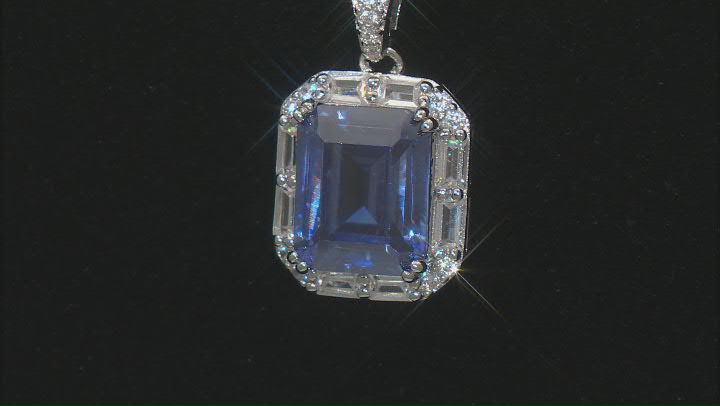 Blue And White Cubic Zirconia Platinum Over Sterling Silver Pendant 8.29ctw Video Thumbnail