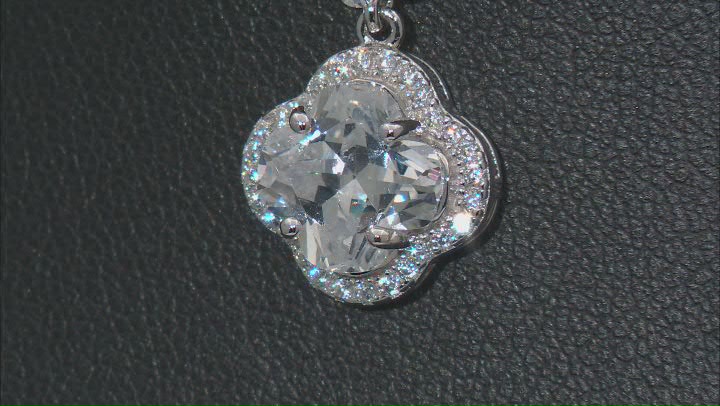 White Cubic Zirconia Rhodium Over Sterling Silver Clover Pendant With Chain 4.22ctw Video Thumbnail