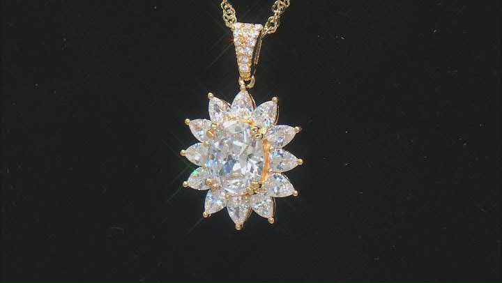 White Cubic Zirconia 18k Yellow Gold Over Sterling Silver Sun Pendant With Chain 6.04ctw Video Thumbnail