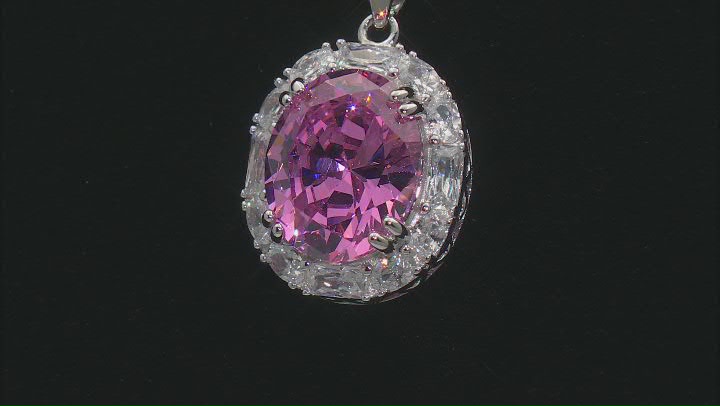 Pink and White Cubic Zirconia Rhodium Over Sterling Silver Pendant With Chain 6.38 Video Thumbnail