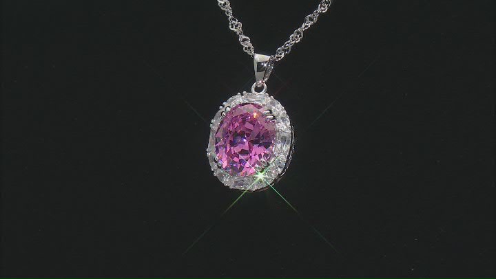 Pink and White Cubic Zirconia Rhodium Over Sterling Silver Pendant With Chain 6.38 Video Thumbnail