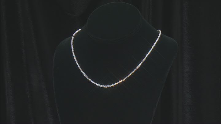 White Cubic Zirconia Rhodium over Sterling Silver Tennis Necklace 11.48ctw Video Thumbnail