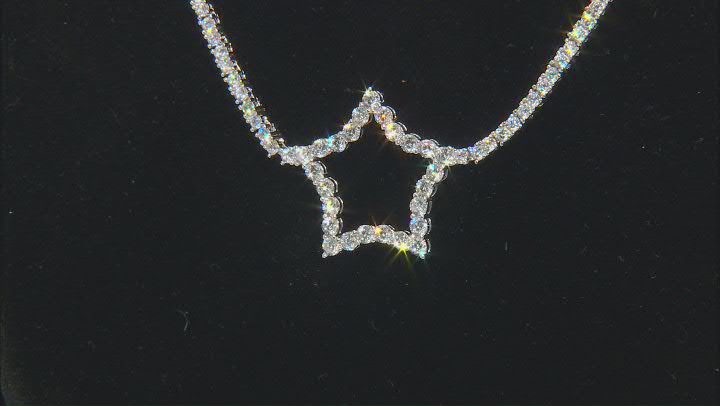 White Cubic Zirconia Rhodium Over Sterling Silver Star Tennis Necklace 12.95ctw Video Thumbnail