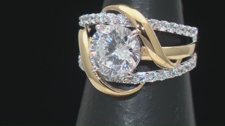White Cubic Zirconia Rhodium And 14k Yellow Gold Over Sterling Silver Ring 4.02ctw Video Thumbnail