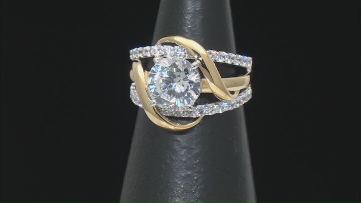 White Cubic Zirconia Rhodium And 14k Yellow Gold Over Sterling Silver Ring 4.02ctw Video Thumbnail